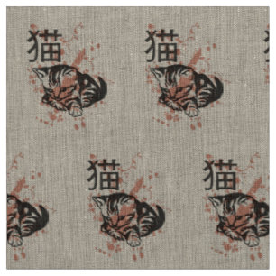 Cute oriental stijl neko cat design stof