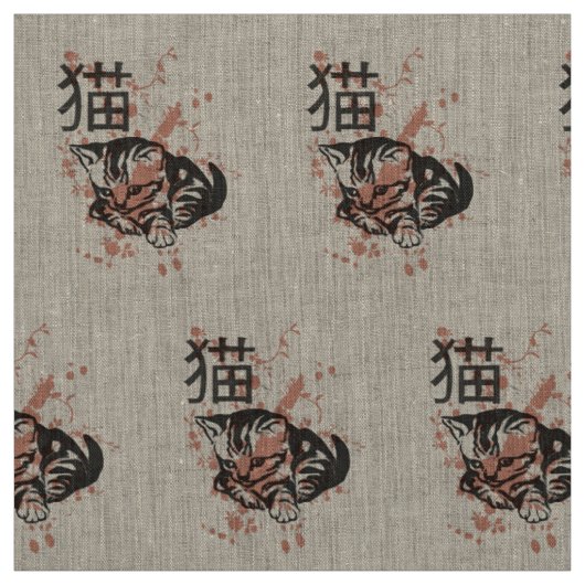 Cute oriental stijl neko cat design stof (Swatch)