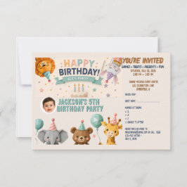 Cute Origami Dieren Feest Details RSVP Kaart