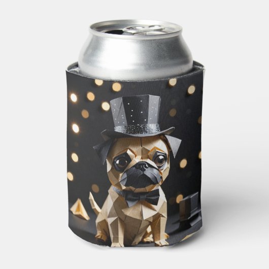 Cute Origami Dog with Top Hat Koozie (Blikje Voorkant)