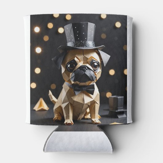 Cute Origami Dog with Top Hat Koozie (Achterkant)