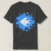 Cute Origami Fish op een blauwe spuit T-shirt (Design voorkant)
