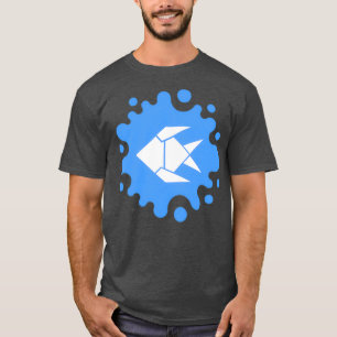 Cute Origami Fish op een blauwe spuit T-shirt