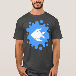 Cute Origami Fish op een blauwe spuit T-shirt
