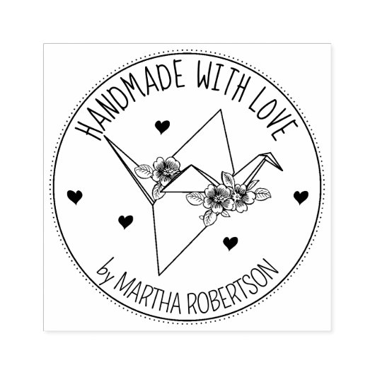 Cute Origami Flower Custom Handmade with love, Rubberstempel (Afrduk)