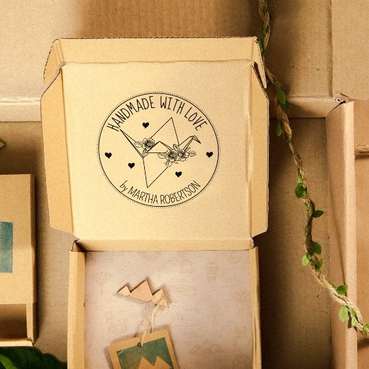 Cute Origami Flower Custom Handmade with love, Rubberstempel