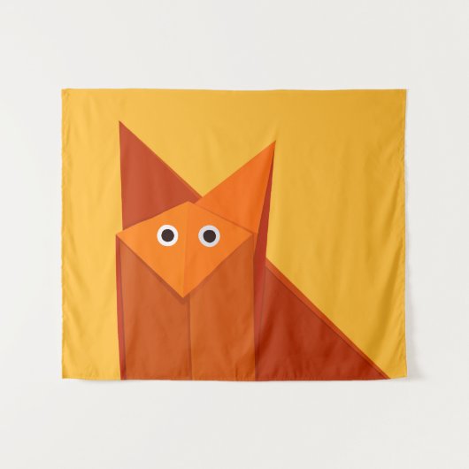 Cute Origami Fox Kawaii Papercraft Animal Wandkleed (Voorkant (horizontaal))