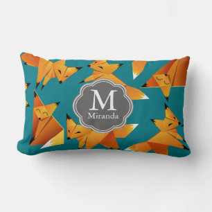 Cute Origami Foxes Monogram Kussen