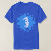 Cute Origami Seahorse on a Blue Splash T-shirt (Design voorkant)
