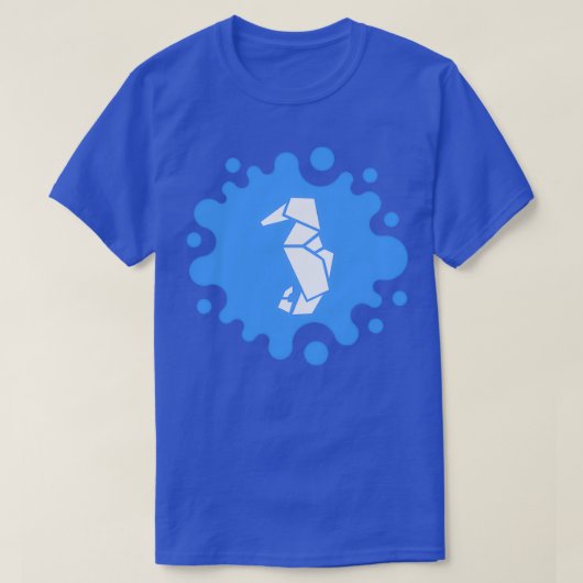 Cute Origami Seahorse on a Blue Splash T-shirt (Design voorkant)