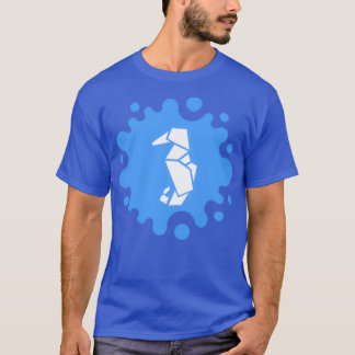 Cute Origami Seahorse on a Blue Splash T-shirt