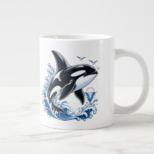 Cute Orka Walvis Oceaan Grafisch voor Kinderen Grote Koffiekop