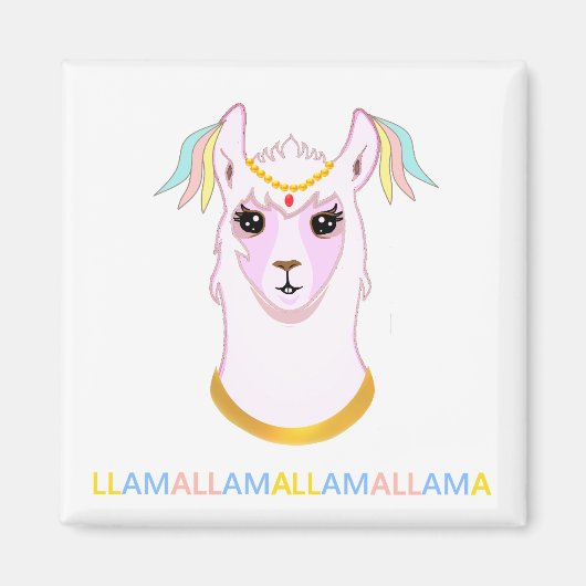 Cute Ornamented Llama Magnet (Voorkant)