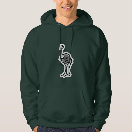 Cute Ostrich Groen Hoodie (Voorkant)
