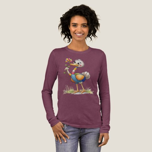 Cute Ostrich Tri-Blend Shirt (Voorkant)