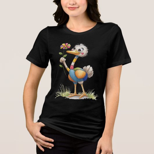 Cute Ostrich Tri-Blend Shirt (Voorkant)