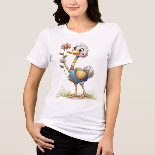 Cute Ostrich Tri-Blend Shirt (Voorkant)