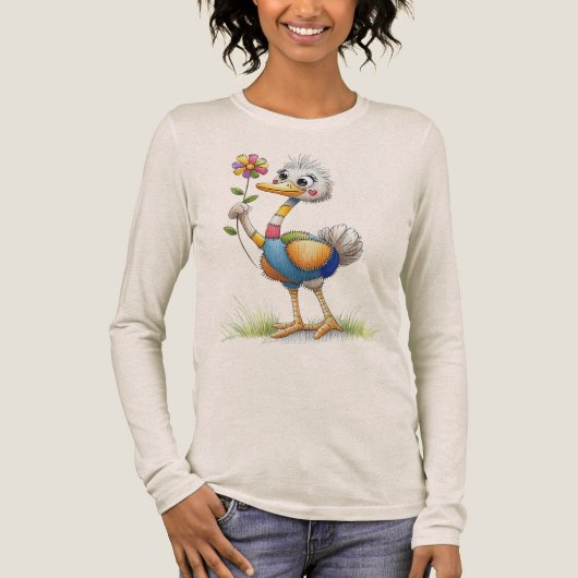Cute Ostrich Tri-Blend Shirt (Voorkant)
