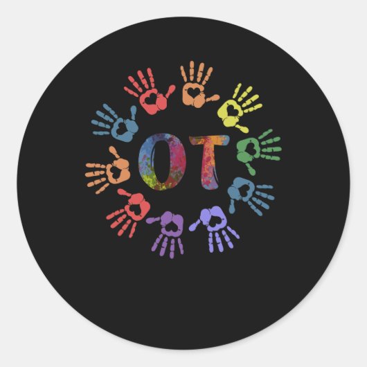 Cute OT Hands Occupational Therapy Gift Ronde Sticker (Voorkant)
