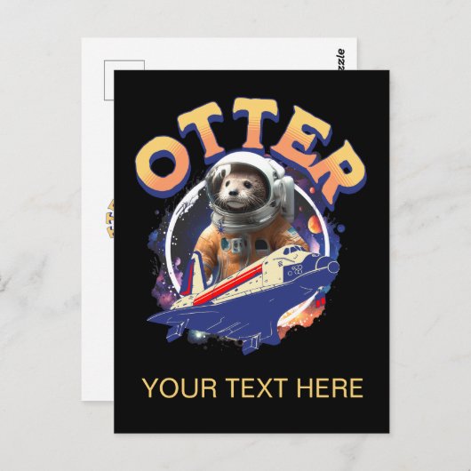 Cute Otter Astronaut Outer Space Shuttle Cadet Briefkaart (Voorkant / Achterkant)