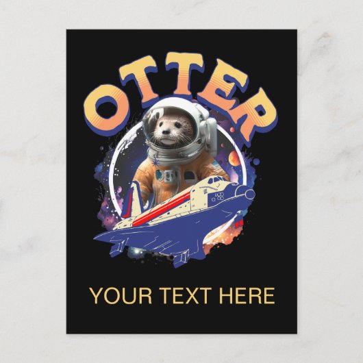 Cute Otter Astronaut Outer Space Shuttle Cadet Briefkaart (Voorkant)
