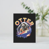 Cute Otter Astronaut Outer Space Shuttle Cadet Briefkaart (Staand voorkant)