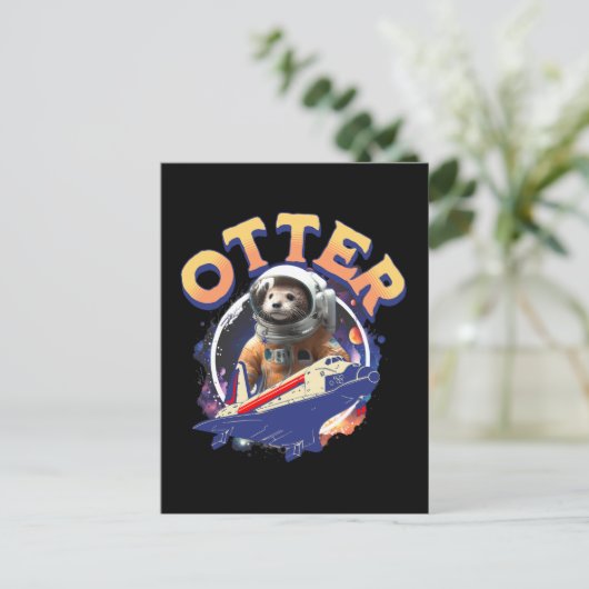 Cute Otter Astronaut Outer Space Shuttle Cadet Briefkaart (Staand voorkant)