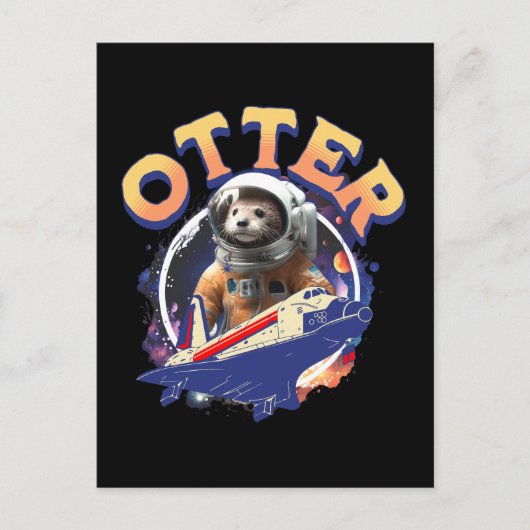 Cute Otter Astronaut Outer Space Shuttle Cadet Briefkaart (Voorkant)