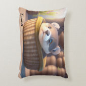 Cute otter baby in een mand - aanpasbaar accent kussen (Voorkant(Verticaal))