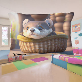 Cute otter baby in een mand - aanpasbaar accent kussen