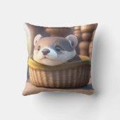 Cute otter baby in een mand - aanpasbaar kussen (Achterkant)