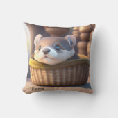 Cute otter baby in een mand - aanpasbaar kussen (Voorkant)