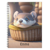 Cute otter baby in een mand - aanpasbaar notitieboek (Voorkant)