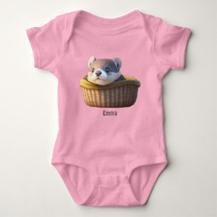 Cute otter baby in een mand - aanpasbaar romper