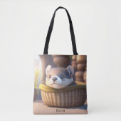 Cute otter baby in een mand - aanpasbaar tote bag (Voorkant)