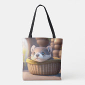 Cute otter baby in een mand - aanpasbaar tote bag (Achterkant)