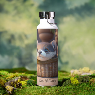 Cute otter baby in een mand - aanpasbaar waterfles
