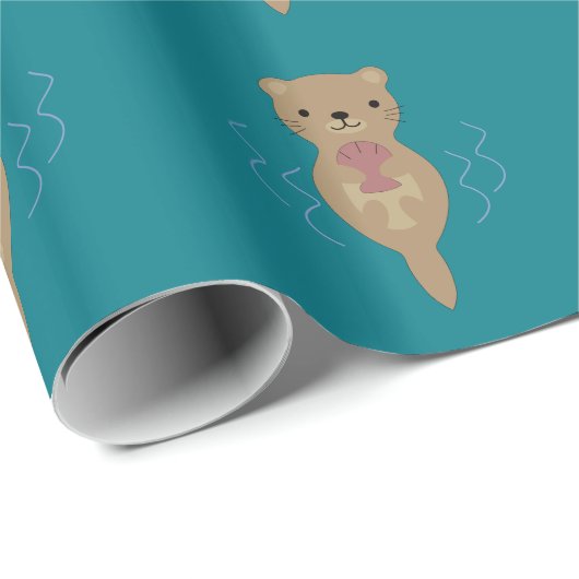 Cute Otter Cadeaupapier (Rol Hoek)