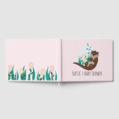 Cute Otter Cartoon Bloemen en Naam Baby Shower Gastenboek (Volledig)