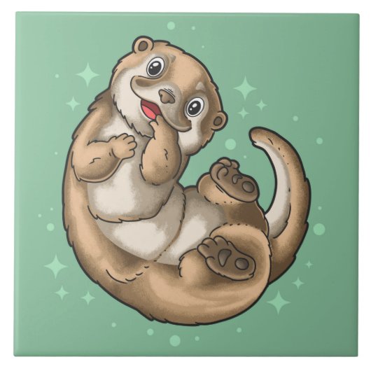 Cute Otter Ceramic Tile Tegeltje (Voorkant)