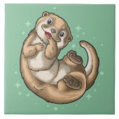 Cute Otter Ceramic Tile Tegeltje (Voorkant)