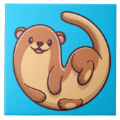 Cute Otter Ceramic Tile Tegeltje (Voorkant)
