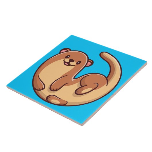 Cute Otter Ceramic Tile Tegeltje (Zijkant)