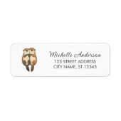 Cute Otter Couple Animal Love Return Address label (Voorkant)