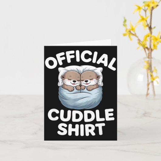 Cute Otter Couple Cozy Cuddle  Kaart (Gele Bloem)