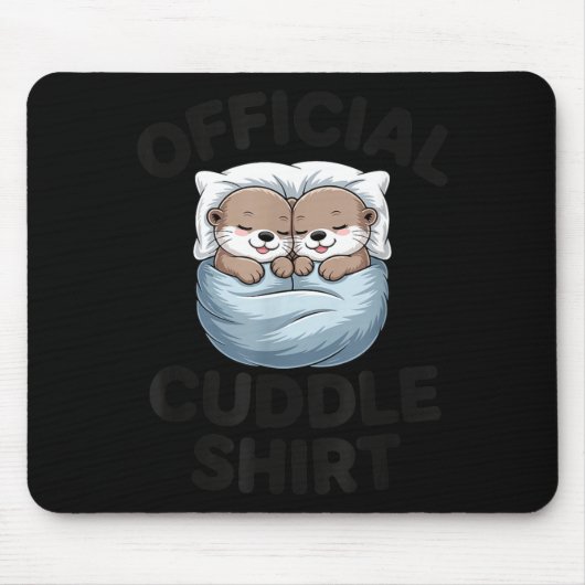 Cute Otter Couple Cozy Cuddle  Muismat (Voorkant)