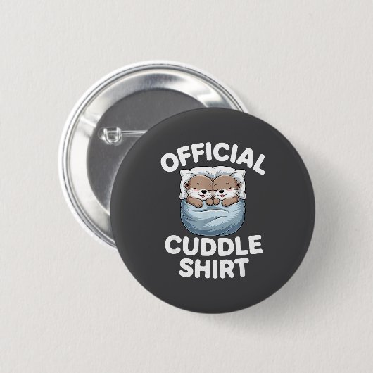 Cute Otter Couple Cozy Cuddle  Ronde Button 5,7 Cm (Voorkant /achterkant)