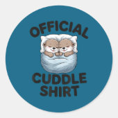 Cute Otter Couple Cozy Cuddle  Ronde Sticker (Voorkant)