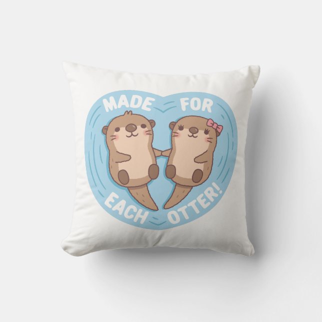 Cute otter Couple, gemaakt voor elke otter Love Pu Kussen (Voorkant)