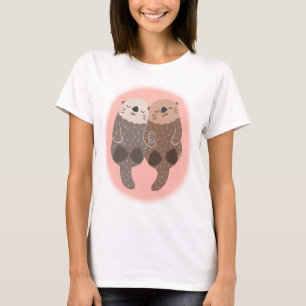 Cute Otter Couple-vergrendeling Happy Otter-grafis T-shirt